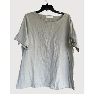 Real Fresh Womens Boho Natural Casual Top Neutral Size XL Grey Green Lagenlook